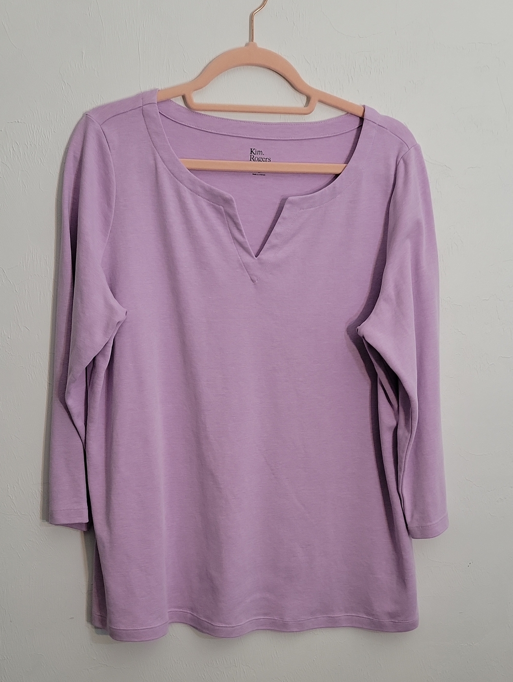 Kim Rogers Lavender Scoop Notch Long Sleeve Tee